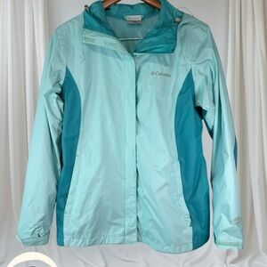 Columbia Windbreaker Jacket Women’s M Aqua Teal Lightweight Hooded